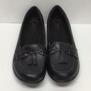 Clarks 'Ashland Bubble' black leather slip-on shoes size 9.5W